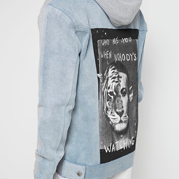 WHO ARE YOU? HOODIE - GREY/STONEWASH BLUE - Picture 2 of 6